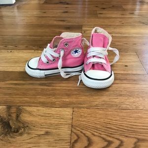 Baby pink converse high top